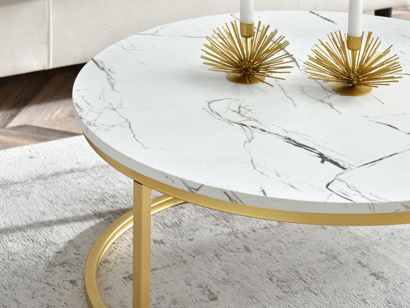 Măsuță de cafea Kolja Stolik Xl (alb + auriu)