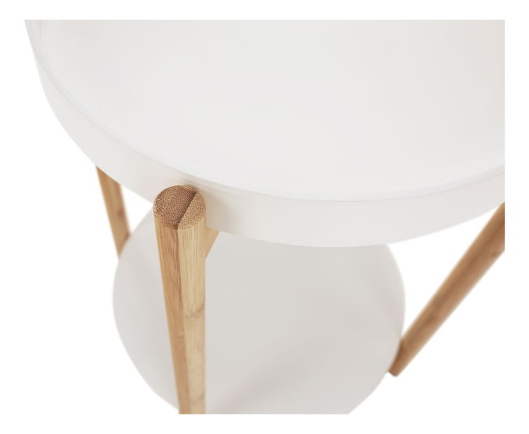 Măsuță de cafea Birdie Blye (alb + bambus natural)