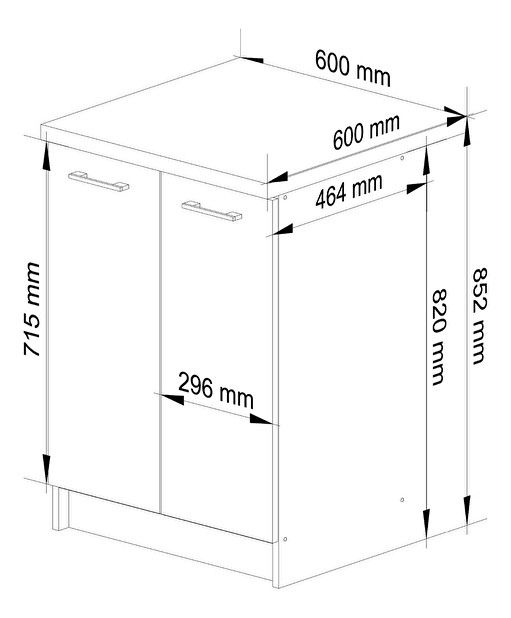 Alsó konyhaszekrény Organo 602D (fehér + grafit)