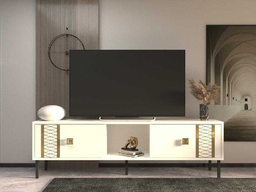 TV asztal/szekrény Numepa (fehér + arany) 