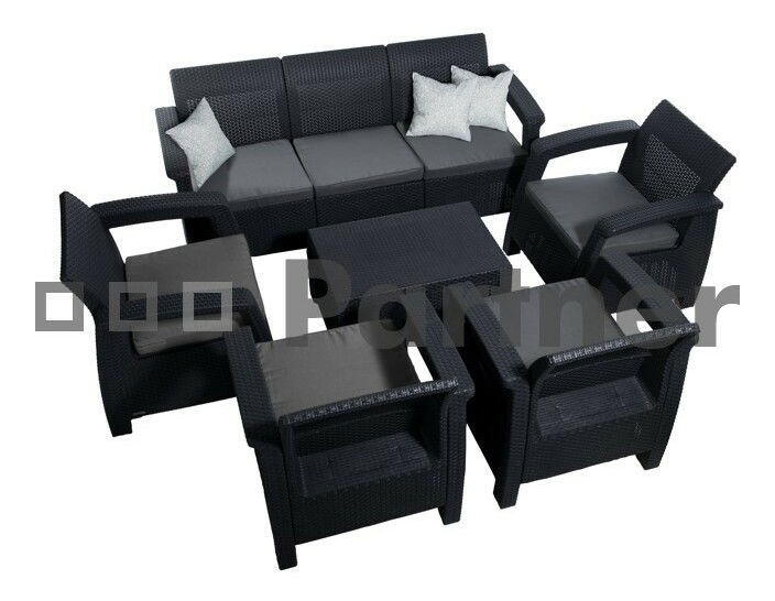 Záhradný nábytok Thalia antracit (um. ratan) *vankúše ZADARMO