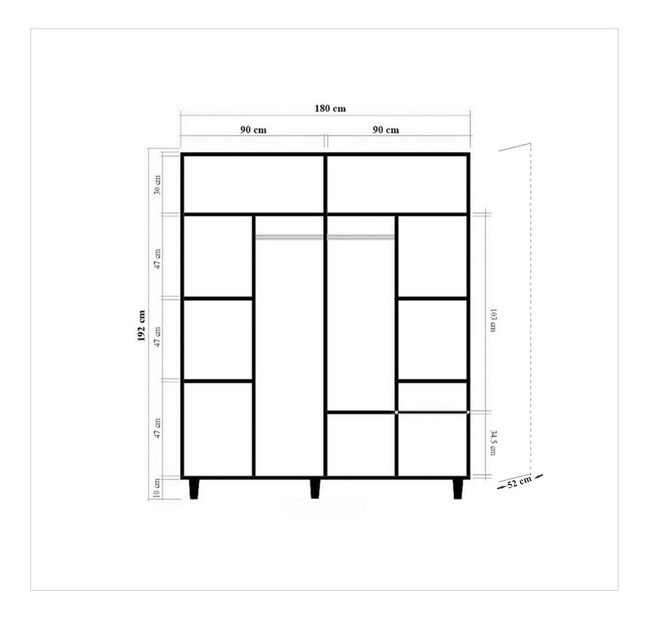 Ormar za garderobu Iris 221 (hrast sonoma)