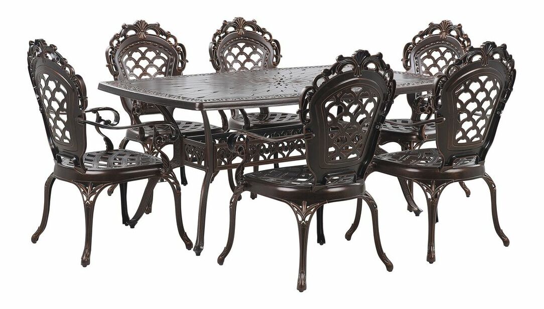 Kerti étkezőszett LIZZI (alumínium) (barna) (6 személy számára)