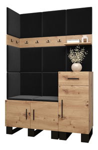 Set mobilier pentru hol Amanda 10 (Stejar artisan + Negru)