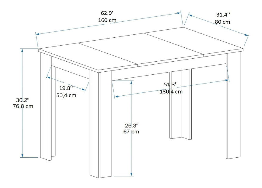 Masă sufragerie Dovete 2 (Nuc deschis + negru) (pentru 6 persoane)