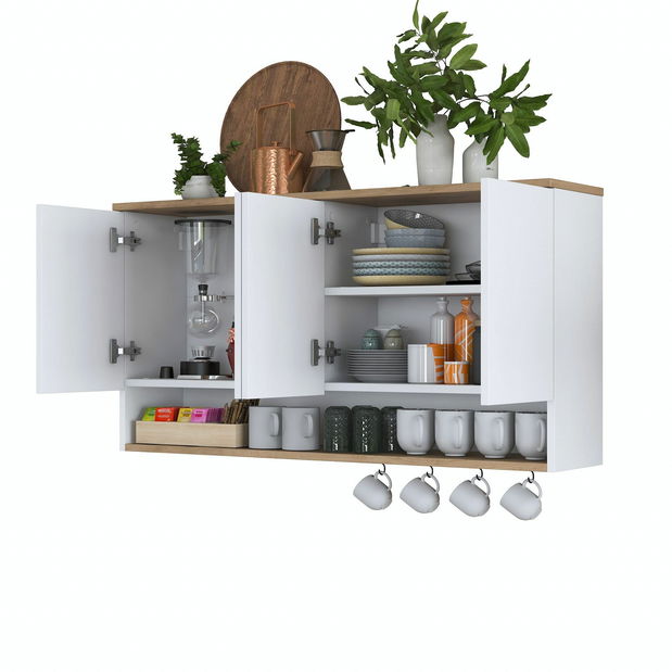 Dulap superior de bucătărie Jeano (nuc + alb)