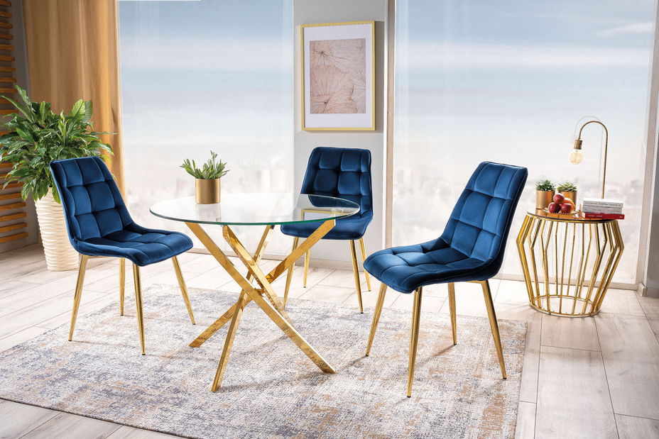 Scaun de sufragerie Charlie (Gri + Cromat)