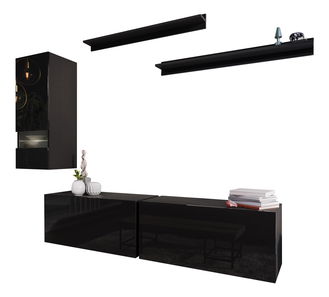 Obývacia stena Damot (čierna + čierny lesk)