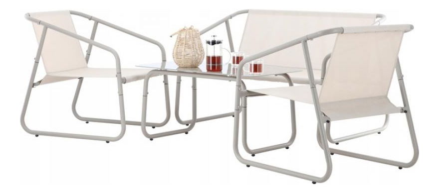 Set mobilier de grădină Leonne (pentru 4 persoane) (bej)