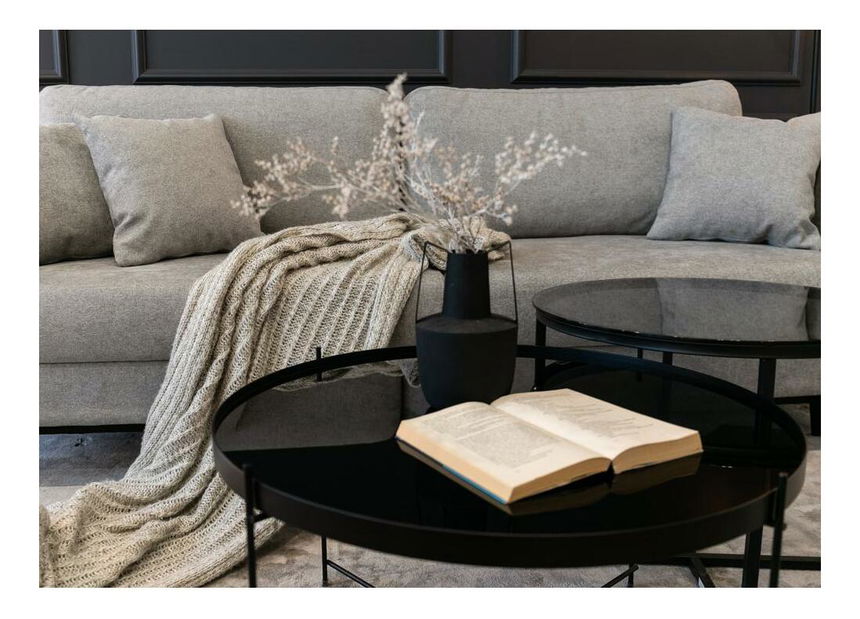 Háromszemélyes kanapé Vallera (világosszürke + fekete)