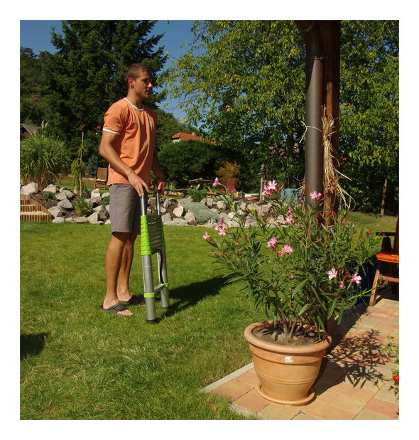 Teleskopický rebrík 3,8 m Handy (sivá + zelená)