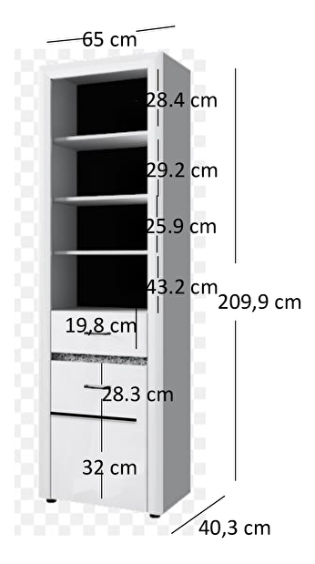 Regál Wanetta (fényes fehér)