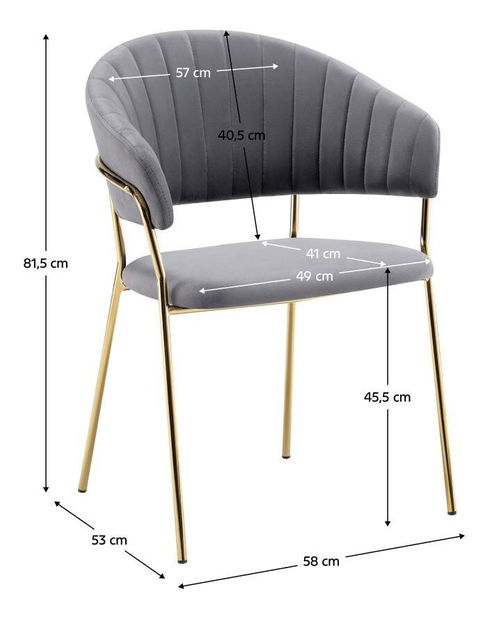 Blagovaonska stolica Dasmona 1 (sivo-smeđa + gold krom zlatni)