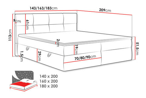 Franciaágy 180 cm Mejaso (zöld) (ágyráccsal és matraccal) (tárolóhellyel)