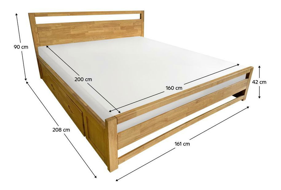 Manželská posteľ 160 cm Senalan (prírodná) (s roštom) (s úl. priestorom)