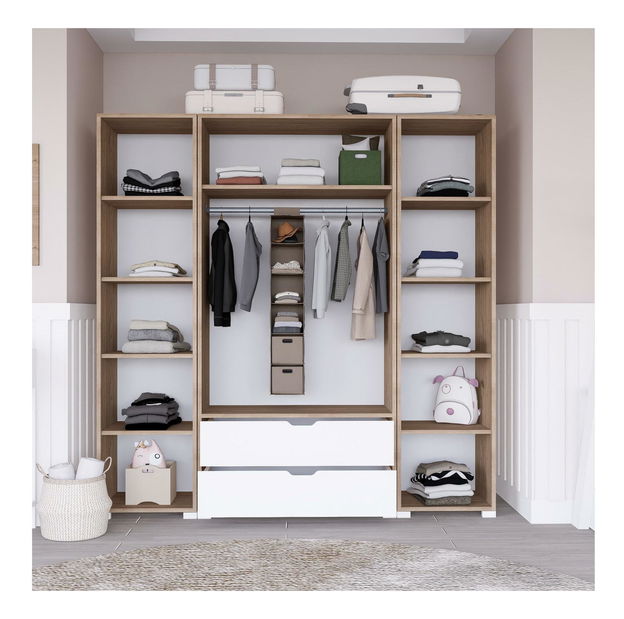 Ormar za garderobu Nisae 24 (orah svijetli + bijela)