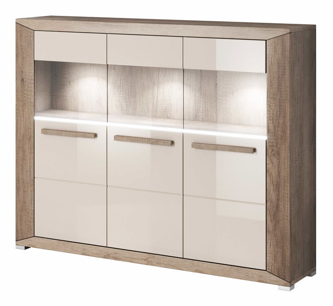 Vitrína Laurie Typ 46 (dub canyon monument + lesk sivý pieskový)