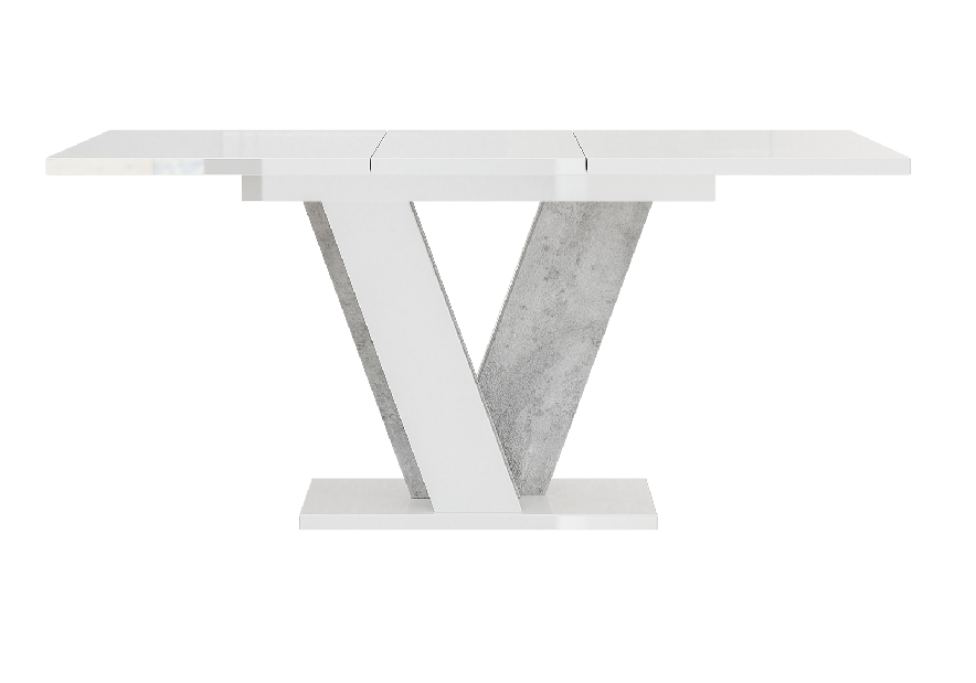 Masă de sufragerie Venag (alb lucios + piatra) (pentru 4 6 persoane) *vânzare