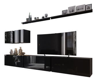 Set za dnevni boravak Darriot (crna + crni sjaj)