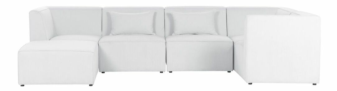 Rohová sedacia súprava s taburetkou Lemia (biely krém) (L)