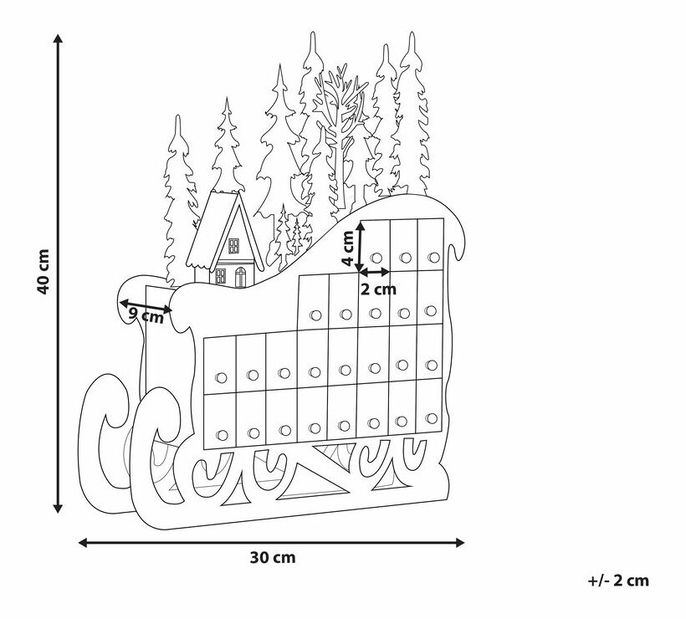 Decor de exterior sanie și calendar Impza (lemn deschis)