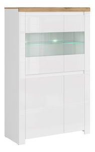 Vitrina Vilgi 2D2W (bijeli sjaj + hrast wotan)