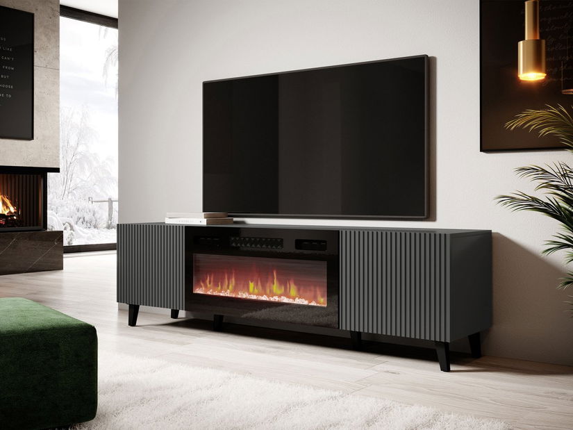 TV skrinka s krbom 180 Mirjan Tilderi Grey (antracit) (výpredaj)