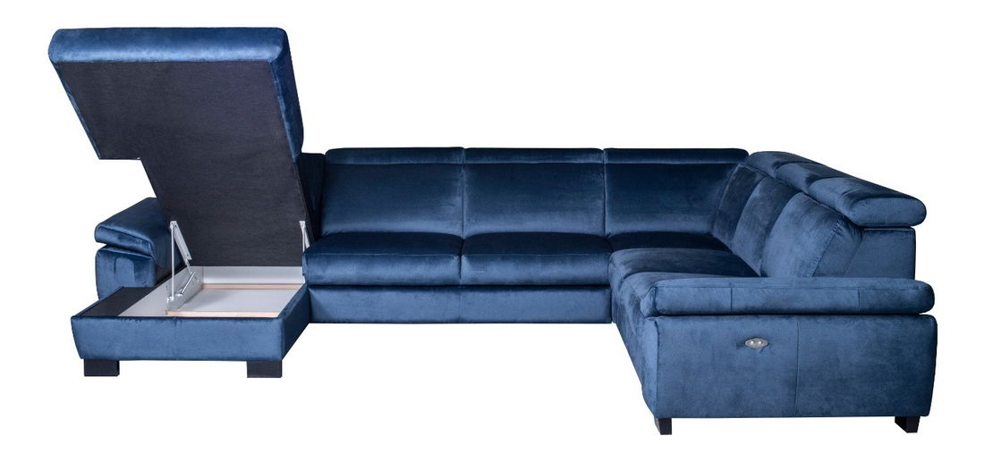 Rohová sedačka v tvare U BRW Timo (tmavomodrá) (P)