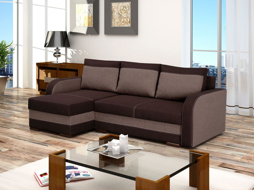 Rohová sedačka Paluro (tmavohnedá + svetlohnedá) (L)