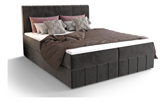 Franciaágy  Boxspring 180 cm Barack (sötétszürke) (matraccal és tárolóhellyel)