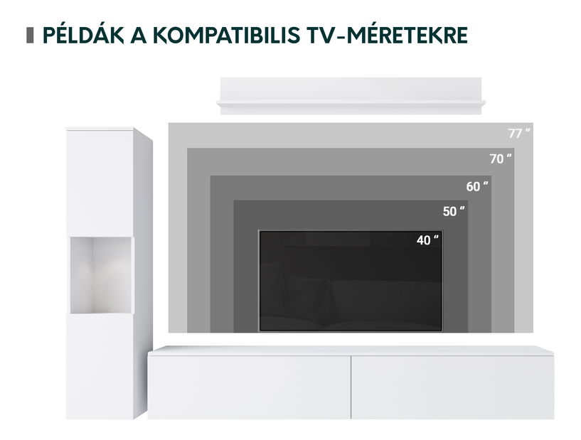 Nappali bútorsor Nova BR (fehér + fényes fehér) (fehér LED világítás)