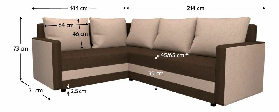 Rohová sedačka DONA (béžová + hnedá)