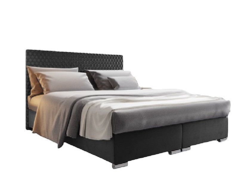 Manželská posteľ Boxspring 140 cm Harlan Comfort (tmavosivá) (s roštom, matracom a úl. priestorom)
