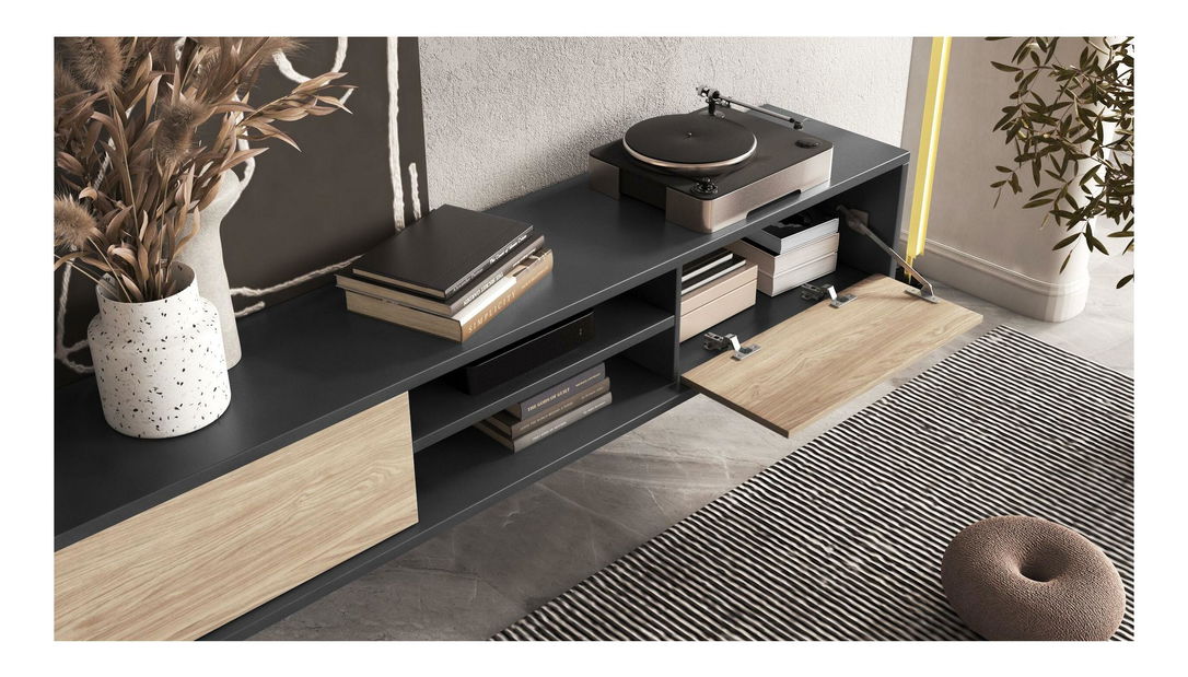 TV stolík Fiora 40 (antracit + dub olejovaný)