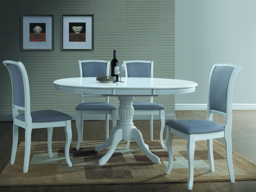 Masă extensibilă de sufragerie 106-141 cm Oliner (alb) (pentru 4 până la 6 persoane)