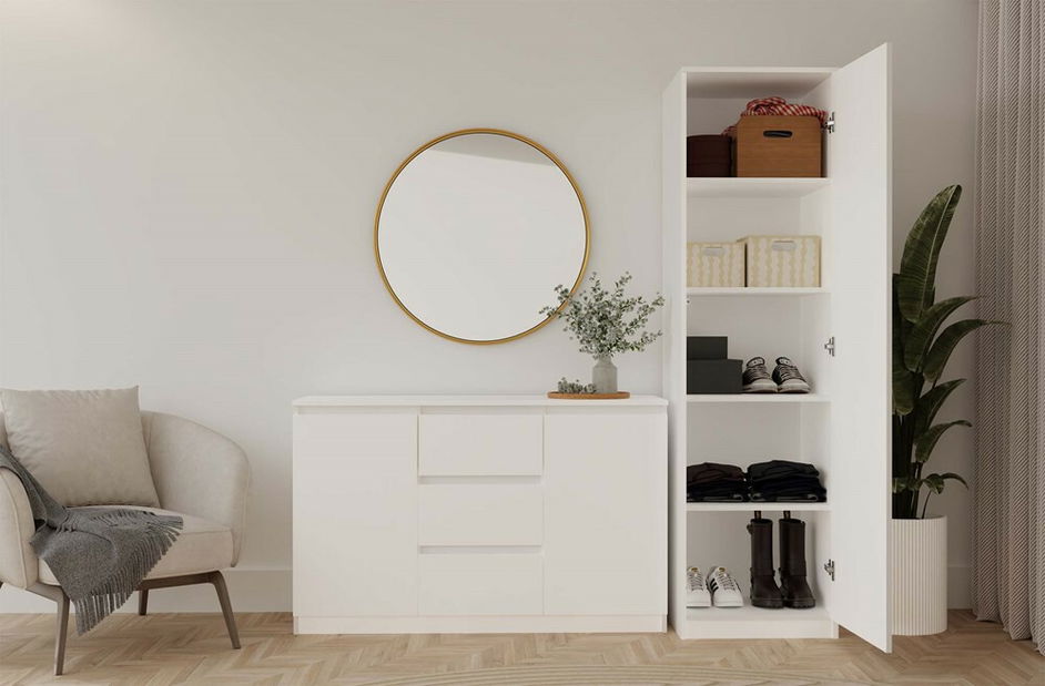 Dulap de haine Musecalo 2 (alb) (cu oglindă)