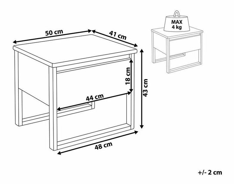 Noćni stolić Gitega (tamno smeđa)