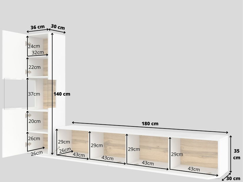 Mobilier living Avernic Typ 09 (alb + stejar wotan)