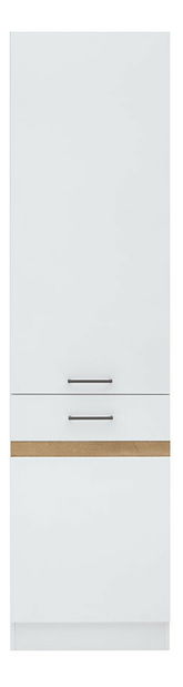 Kuhinjski ormarić za namirnice Junona line D2D/50/195/L (Bijela + Sjaj bijeli + Hrast craft zlatni) 