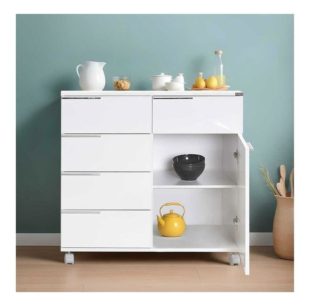 Comodă cu roți Aderyn 2 (alb)