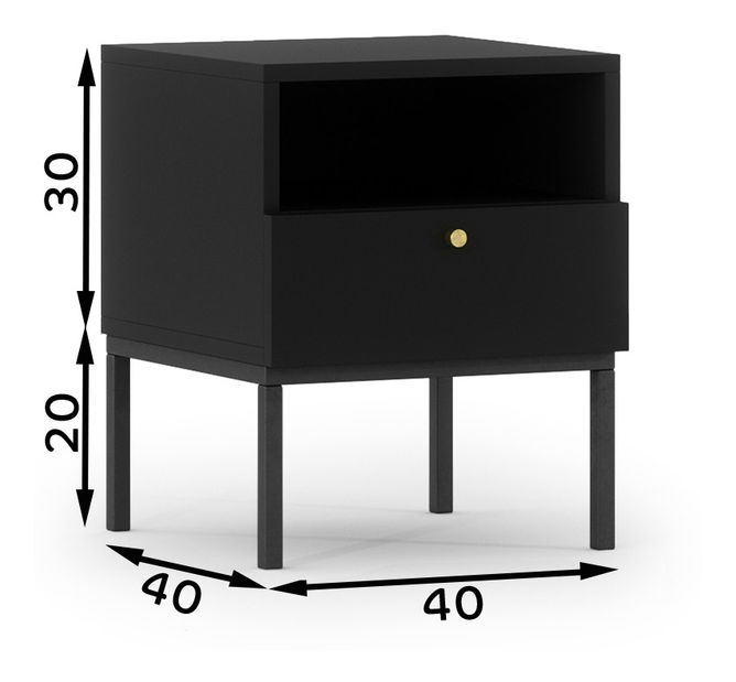 Nočný stolík Loyd (čierna matná)