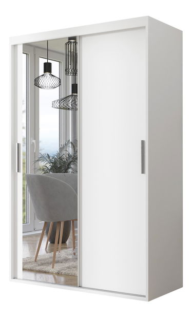 Tolóajtós tükrös szekrény Mystira 120 (fehér)