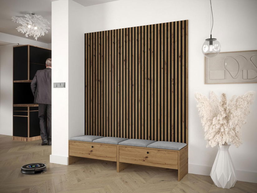 Predsieň Esmaldos V (dub artisan + čierna + sivá) 