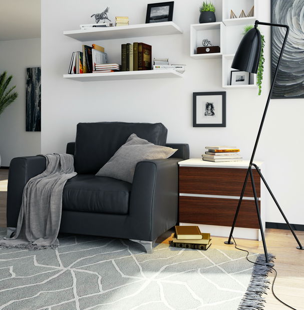 Noćni stolić Kalista (bijela + wenge)