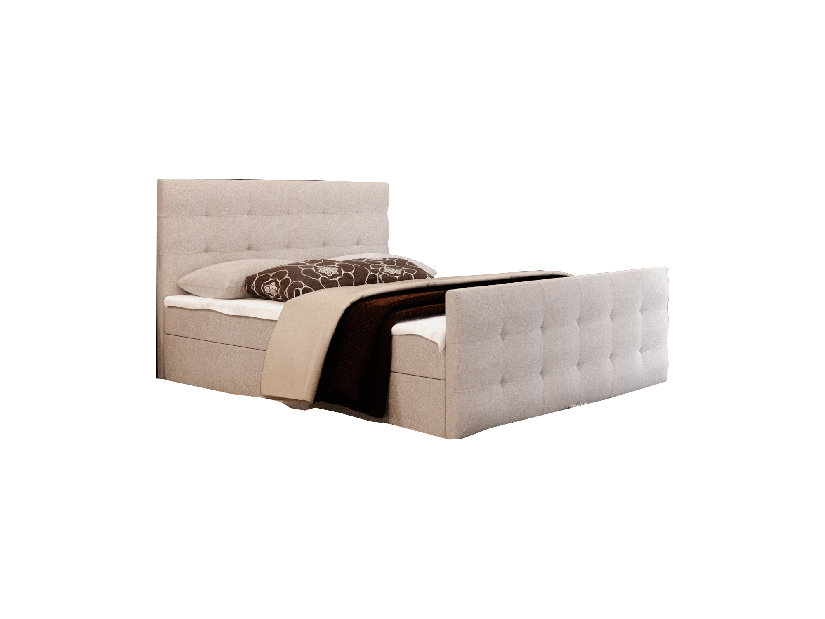 Bračni krevet Boxspring 160 cm Milagros 2 (bež) (s madracem i prostorom za odlaganje)