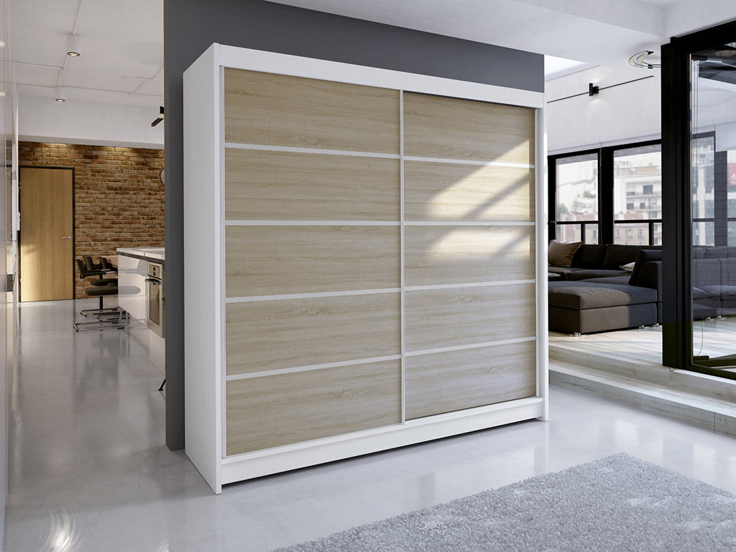 Ruhásszekrény Tatiana 4 (fehér + sonoma)