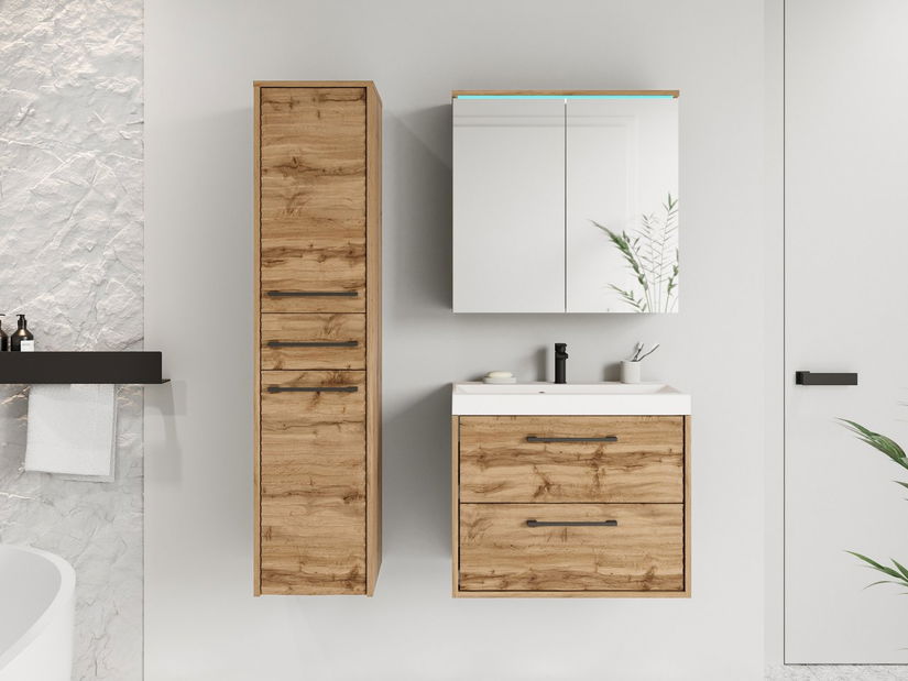 Mobilier baie Tameko I (Stejar wotan + Stejar wotan) (cu baterie Maro Blo 020M și sifon) (cu iluminat LED RGB color)