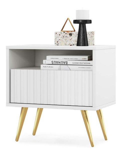 Éjjeliszekrény Biel B3 (fehér + arany)