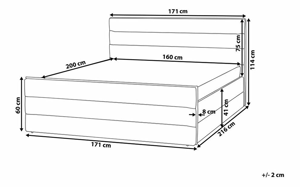 Pat matrimonial 160 cm VALDO (cu somieră) (gri închis)