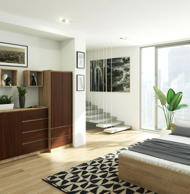 Dulap de haine Suman (Stejar sonoma + wenge)